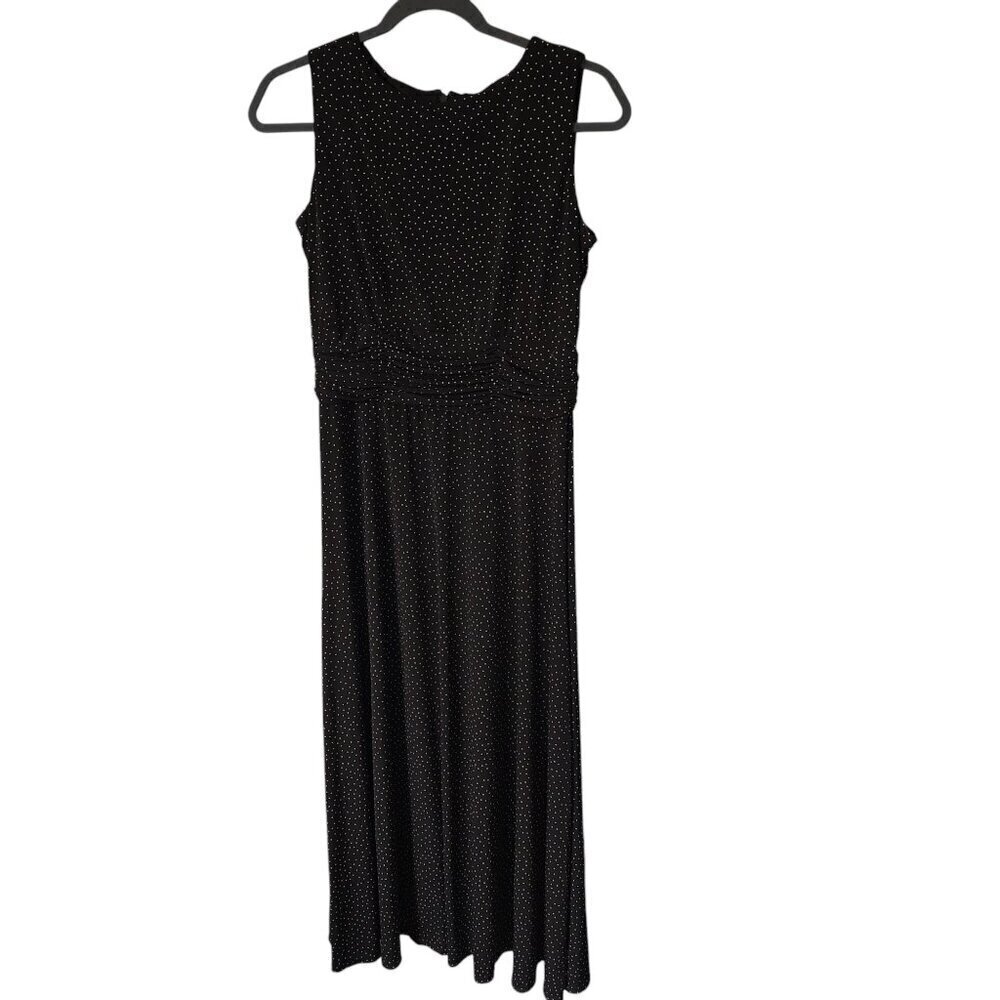 Jessica Howard Womens Dress 2 Black Polka Dot Maxi Sleeveless Rouched Vintage
